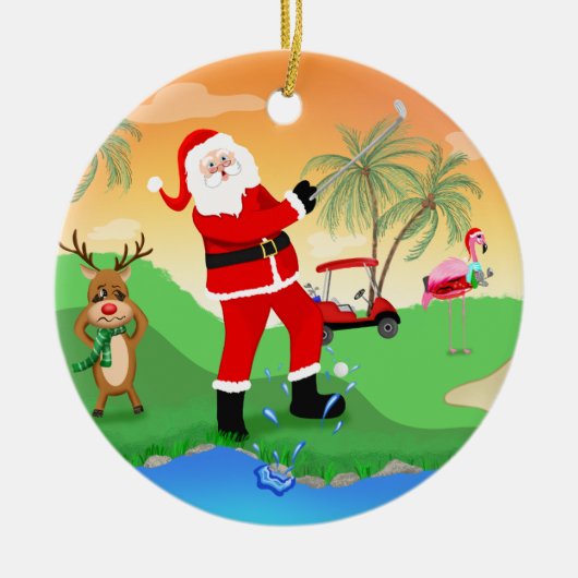 フロリ遊ダゴルフ名でのサンタの水の危険 セラミックオーナメント (正面)