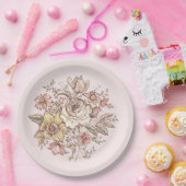 フロレゾン - ピンクの紙皿 ペーパープレート (パーティー)