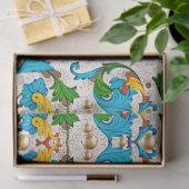 フロレンティア ルネサンス ブルー 花の渦巻き 薄葉紙 (ギフト)