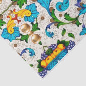 フロレンティア ルネサンス ブルー 花の渦巻き 薄葉紙 (詳細)