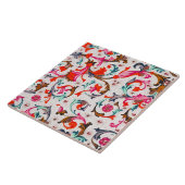 フロレンティア ルネサンス 赤 花の渦巻き, 花  タイル (側面)