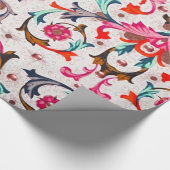 フロレンティア ルネサンス 赤 花の渦巻き, 花 ラッピングペーパー (角)