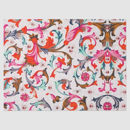 フロレンティア ルネサンス 赤 花の渦巻き, 花 薄葉紙 (正面)