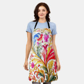 フロレンファンシーチンデザイン水の色葉の エプロン (着用した状態)