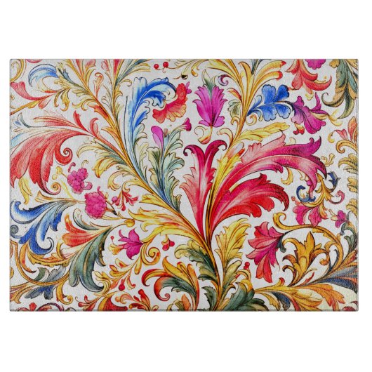 フロレンファンシーチンデザイン水の色葉の カッティングボード (正面)