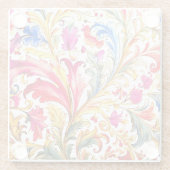 フロレンファンシーチンデザイン水の色葉の ガラスコースター (裏面)