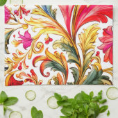 フロレンファンシーチンデザイン水の色葉の キッチンタオル (折り畳み)