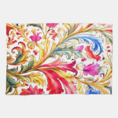 フロレンファンシーチンデザイン水の色葉の キッチンタオル (横)