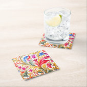 フロレンファンシーチンデザイン水の色葉の スクエアペーパーコースター (インサイチュ)