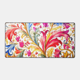 フロレンファンシーチンデザイン水の色葉の デスクマット