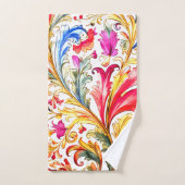 フロレンファンシーチンデザイン水の色葉の バスタオルセット (ハンドタオル)