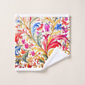 フロレンファンシーチンデザイン水の色葉の バスタオルセット (ウォッシュタオル)