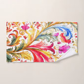 フロレンファンシーチンデザイン水の色葉の バスタオルセット (ハンドタオル)