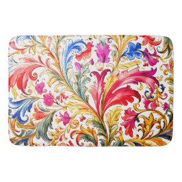 フロレンファンシーチンデザイン水の色葉の バスマット