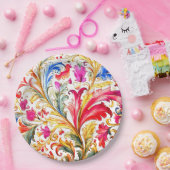 フロレンファンシーチンデザイン水の色葉の ペーパープレート (パーティー)