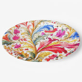 フロレンファンシーチンデザイン水の色葉の ペーパープレート (アングル)