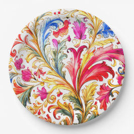 フロレンファンシーチンデザイン水の色葉の ペーパープレート