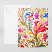 フロレンファンシーチンデザイン水の色葉の ポストカード (正面/裏面)