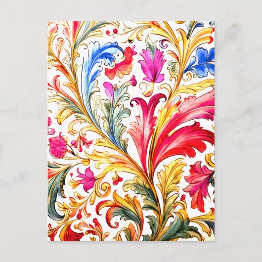 フロレンファンシーチンデザイン水の色葉の ポストカード (正面)