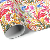 フロレンファンシーチンデザイン水の色葉の ラッピングペーパー (ロールコーナー)