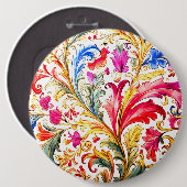 フロレンファンシーチンデザイン水の色葉の 缶バッジ (正面&裏面)