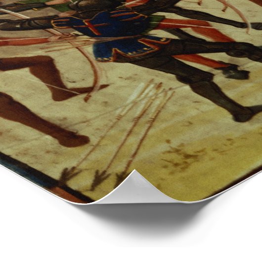 フロワサートのクロニクルからのポワティエの戦い ポスター (角)