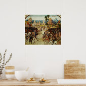 フロワサートのクロニクルからのポワティエの戦い ポスター (キッチン)