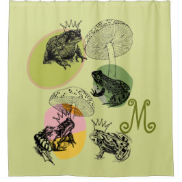 フロンコアとマッシュルーム愛好家の美学モノグラム シャワーカーテン