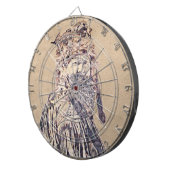 フロンティアの人のペンとインクのポートレート ダーツボード (正面右)