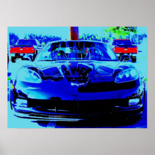 フロントからブラックコルベットZ06...写真の変更 ポスター