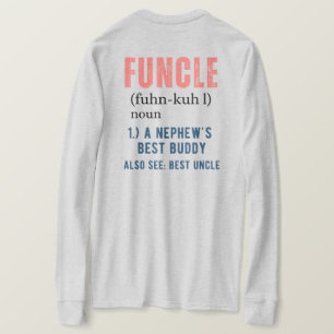 フロントとバックのFUNLEおもしろい叔父の定義 Tシャツ