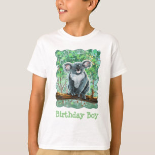 フロントアンドバックコアラベア誕生日ボーイ Tシャツ