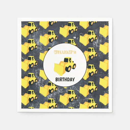 フロントエンドローダ建築トラック誕生日 スタンダードカクテルナプキン (正面)