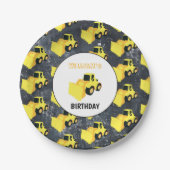 フロントエンドローダ建築トラック誕生日 ペーパープレート (正面)