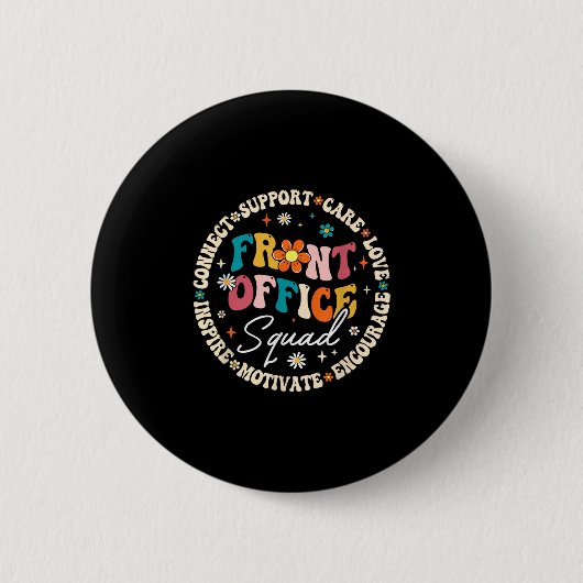 フロントオフィス部隊 新学期を迎えて 初めての学校が楽しい 缶バッジ (正面)