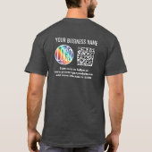 フロントカスタムバック印刷QRコード&ロゴビジネス Tシャツ (裏面)