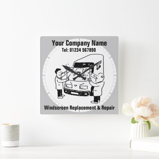 フロントガラスの修理とウインドスクリーンの交換 スクエア壁時計 (ホーム)