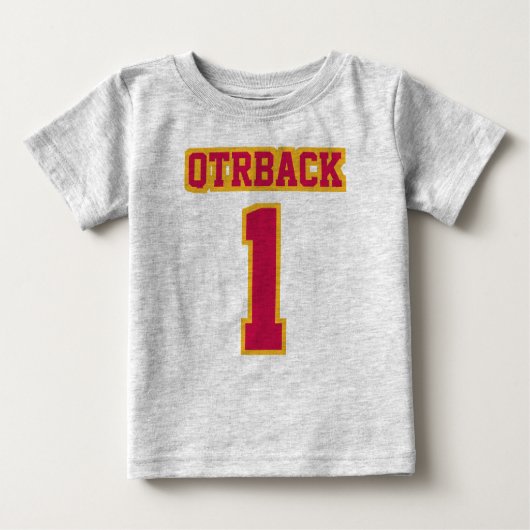 フロントグレークリムゾン金ゴールドクルーネックサッカーの衣装 ベビーTシャツ (正面)