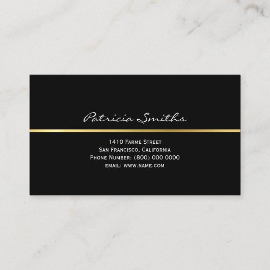 フロントサイドのみ金ゴールドストライプシグネチャブラック 名刺 (正面)