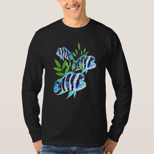 フロントサ市立学校水族館植物魚水槽 Tシャツ (正面)