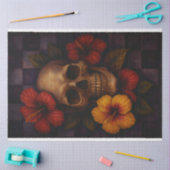 フロントスカルとハイビスカスデクページ紙 薄葉紙 (クラフト)