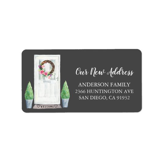 フロントドアの新しい住所差出人住所ラベル ラベル (正面)