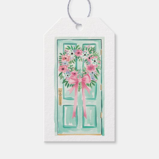 フロントドアギフトラベル、ニューハウスリースラベル、ピンク ギフトタグ (正面)