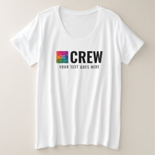 フロントバックプリントビジネスロゴモダンウィメンズクルー プラスサイズTシャツ