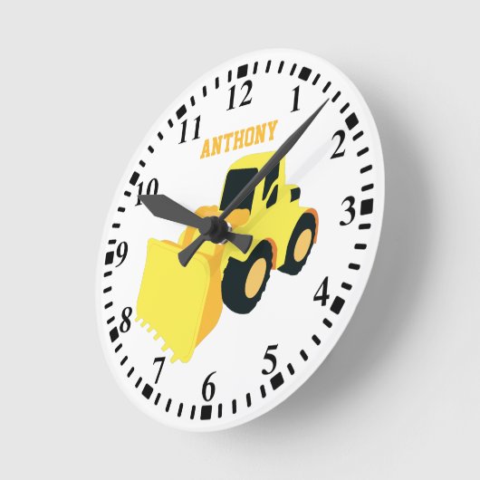 フロントパーソナライズされたエンドローダ建築トラック ラウンド壁時計 (傾斜)