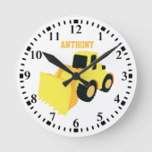 フロントパーソナライズされたエンドローダ建築トラック ラウンド壁時計 (正面)