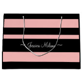 フロントパーソナライズされたバックピンクとブラック紙バッグ ラージペーパーバッグ (正面)