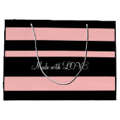 フロントパーソナライズされたバックピンクとブラック紙バッグ ラージペーパーバッグ (裏面)