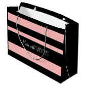 フロントパーソナライズされたバックピンクとブラック紙バッグ ラージペーパーバッグ (裏面アングル)