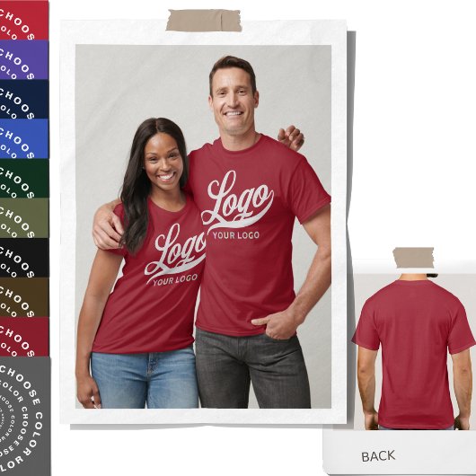 フロントプリントビジネスロゴ会社メンズウィメンズマルーン Tシャツ